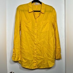 Boden Sz 8L 100% Linen  Button Down Top Women’s Long Sleeve Beach Summer